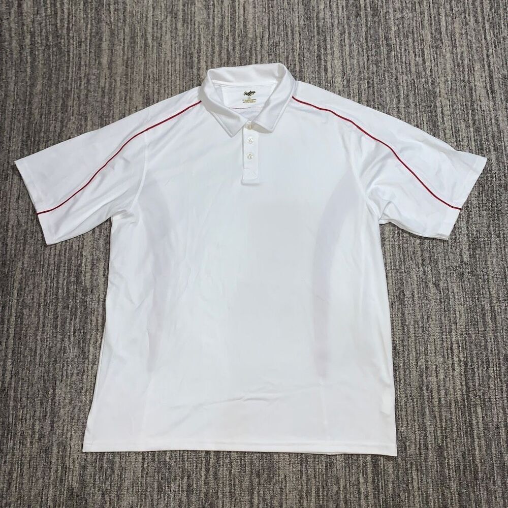 Rawlings Men’s Large White Golf Tennis Polo Short Sleeve Shirt